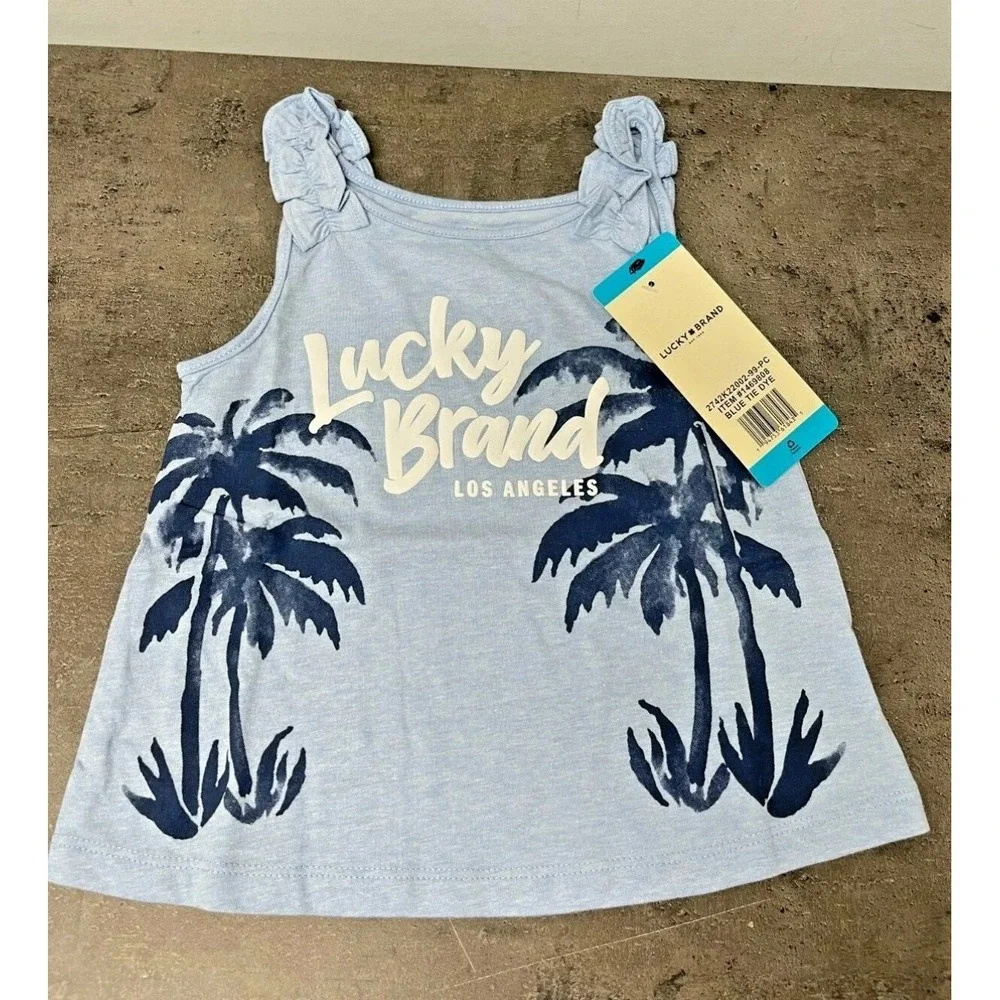 Lucky Brand Little Girl's Size 4‎ 2-Pc Outfit Set Tank Top Shorts Blue Tie Dye